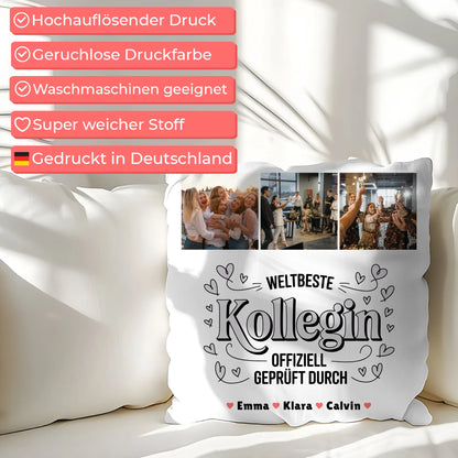 Kissen Mit Namen Geschenk Fotocollage Kollegin Weltbeste Kollegin Offiziell Geprüft Durch 7