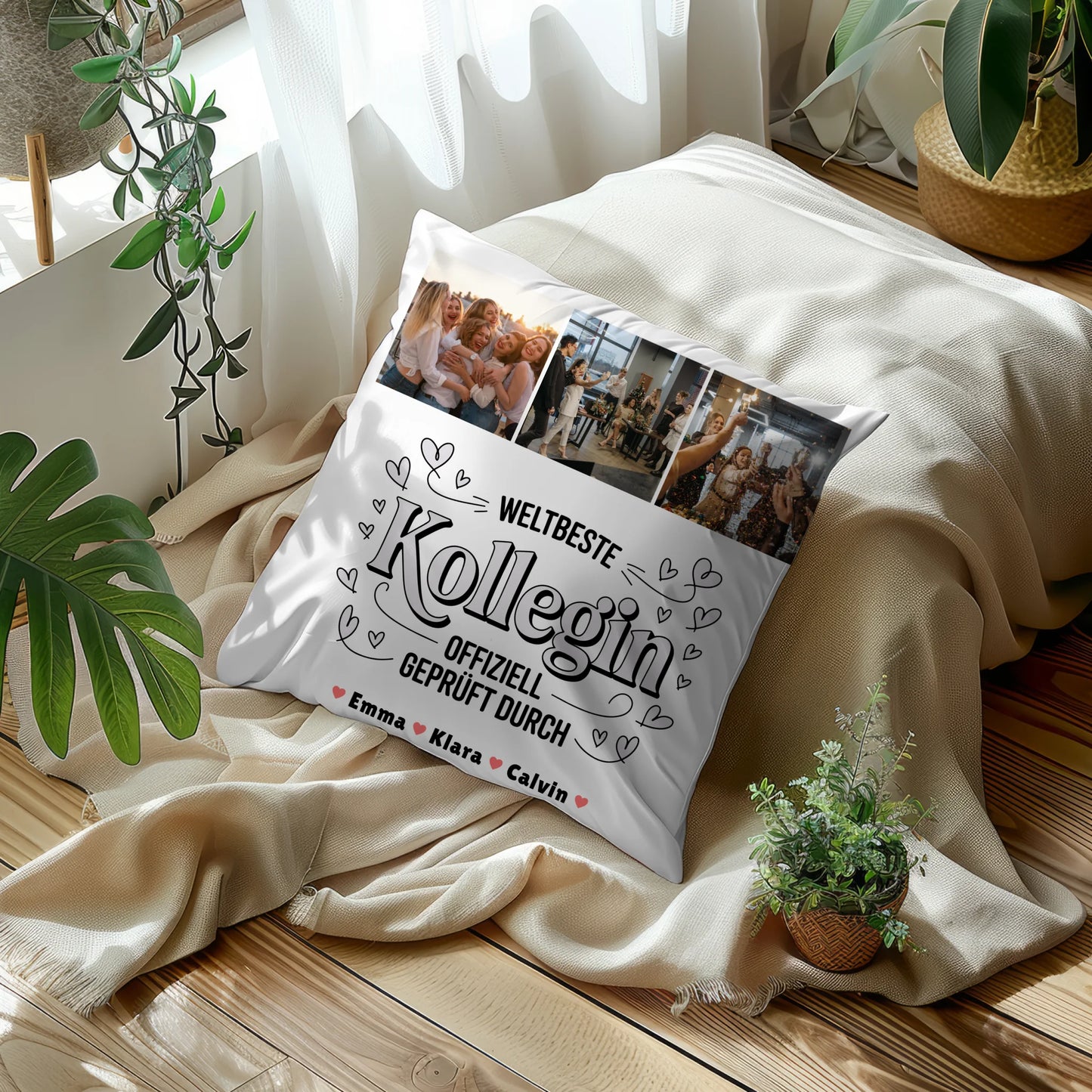 Kissen Mit Namen Geschenk Fotocollage Kollegin Weltbeste Kollegin Offiziell Geprüft Durch 5
