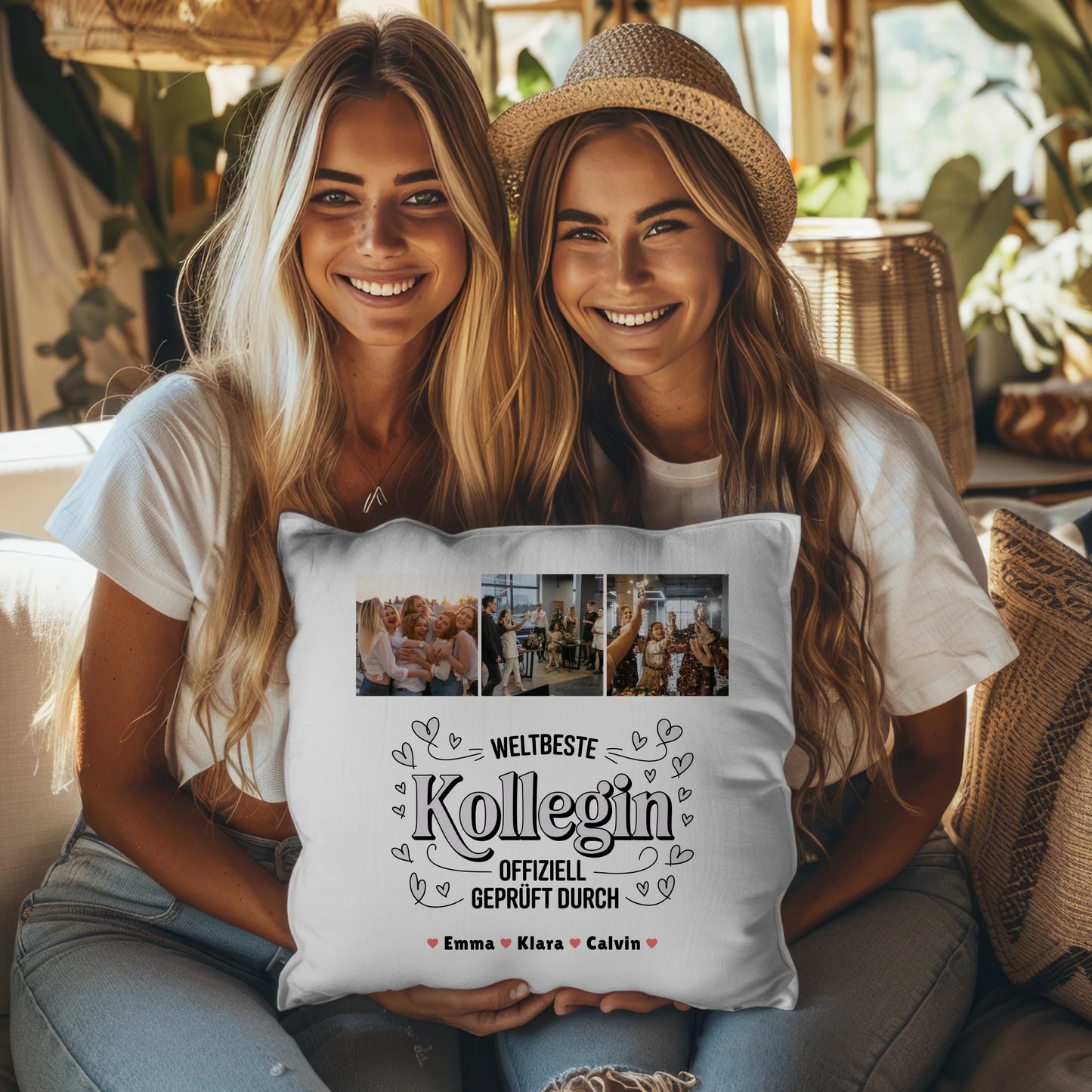 Kissen Mit Namen Geschenk Fotocollage Kollegin Weltbeste Kollegin Offiziell Geprüft Durch