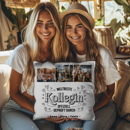 Kissen Mit Namen Geschenk Fotocollage Kollegin Weltbeste Kollegin Offiziell Geprüft Durch 8
