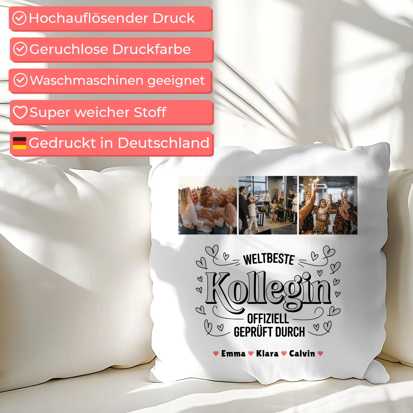 Kissen Mit Namen Geschenk Fotocollage Kollegin Weltbeste Kollegin Offiziell Geprüft Durch