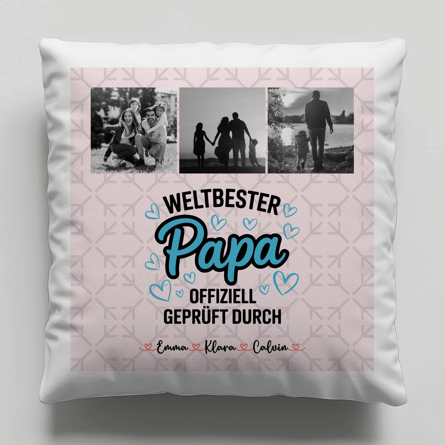 Kissen Für Vatertag Papa Fotocollage Weltbester Papa Offiziell Geprüft Durch