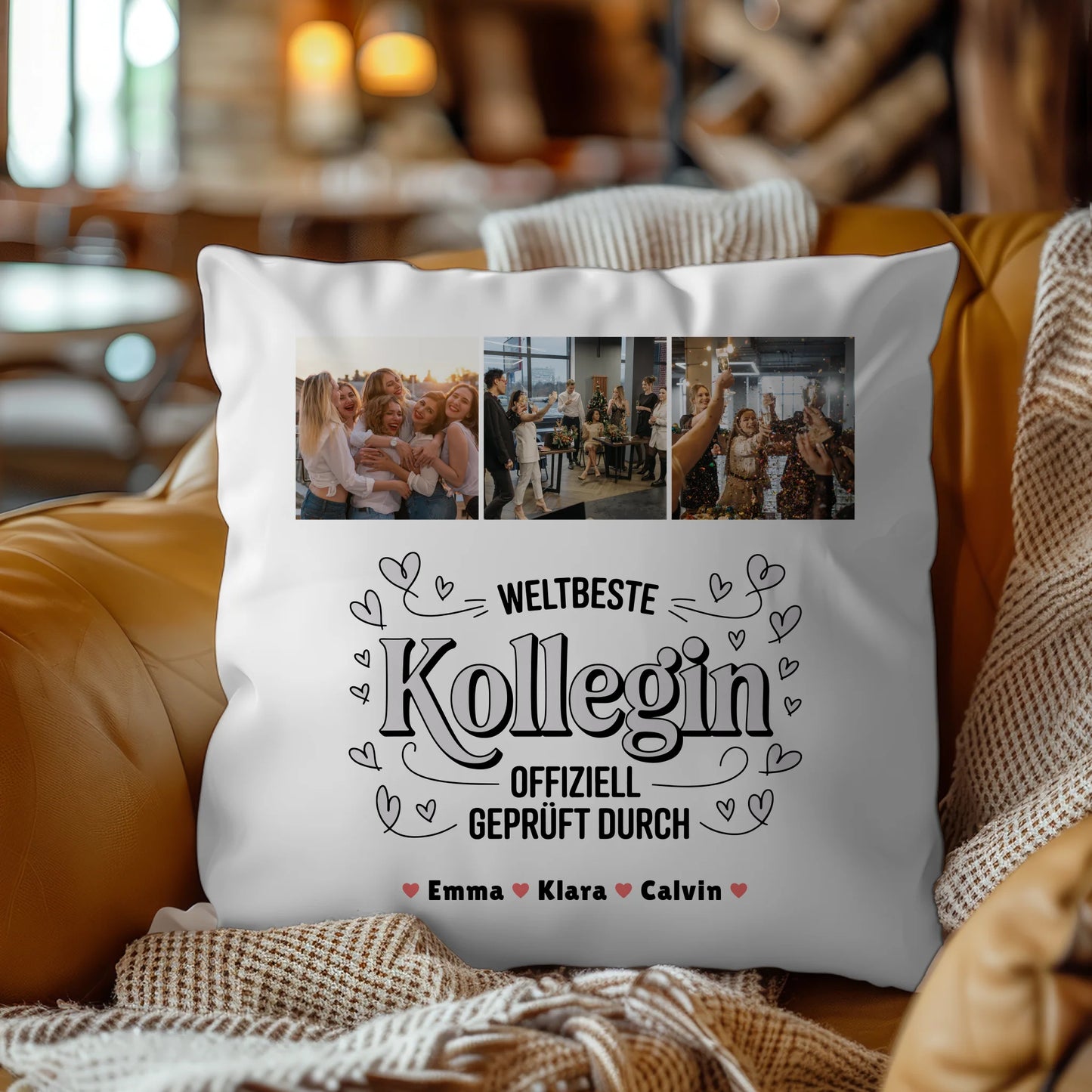 Kissen Mit Namen Geschenk Fotocollage Kollegin Weltbeste Kollegin Offiziell Geprüft Durch