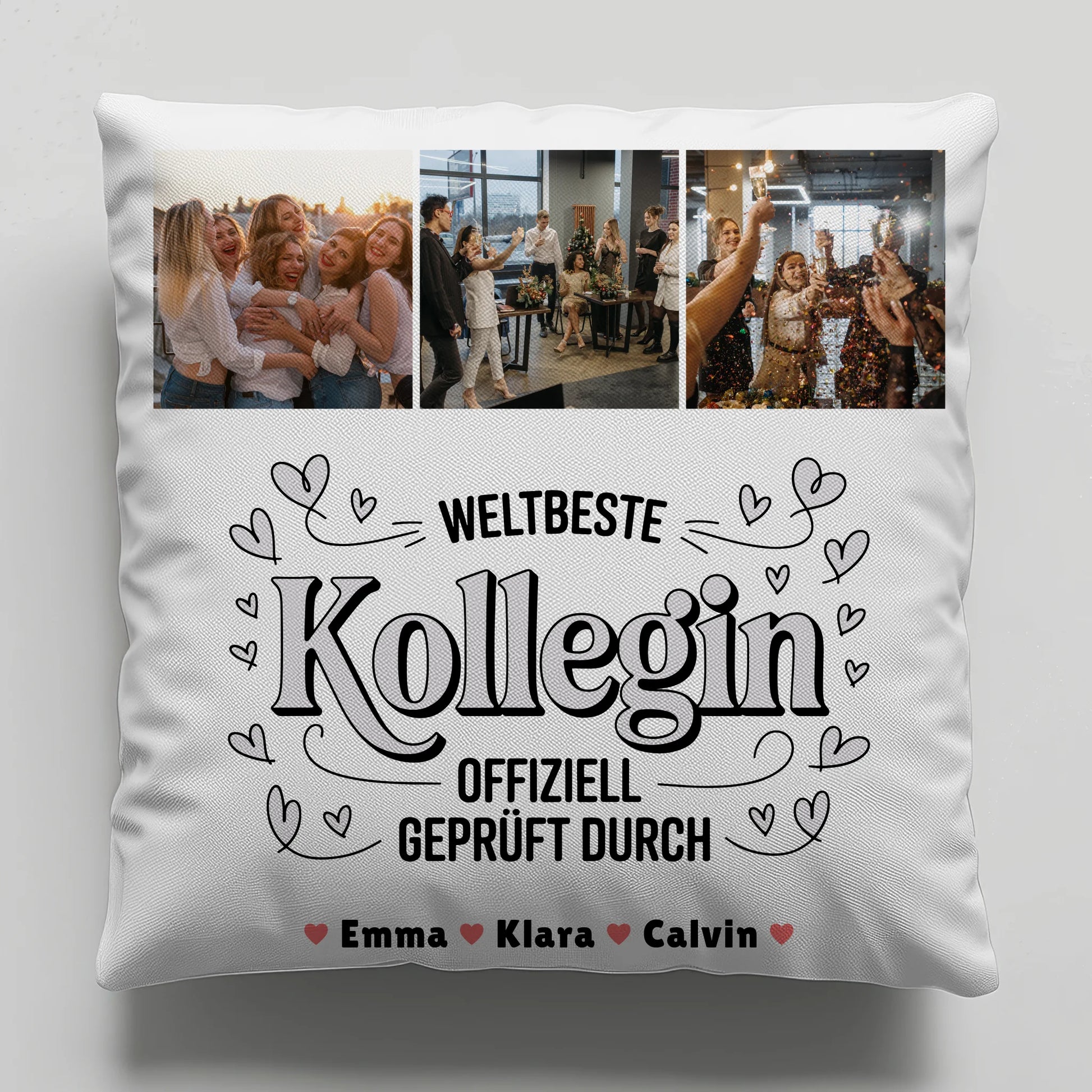 Kissen Mit Namen Geschenk Fotocollage Kollegin Weltbeste Kollegin Offiziell Geprüft Durch 1