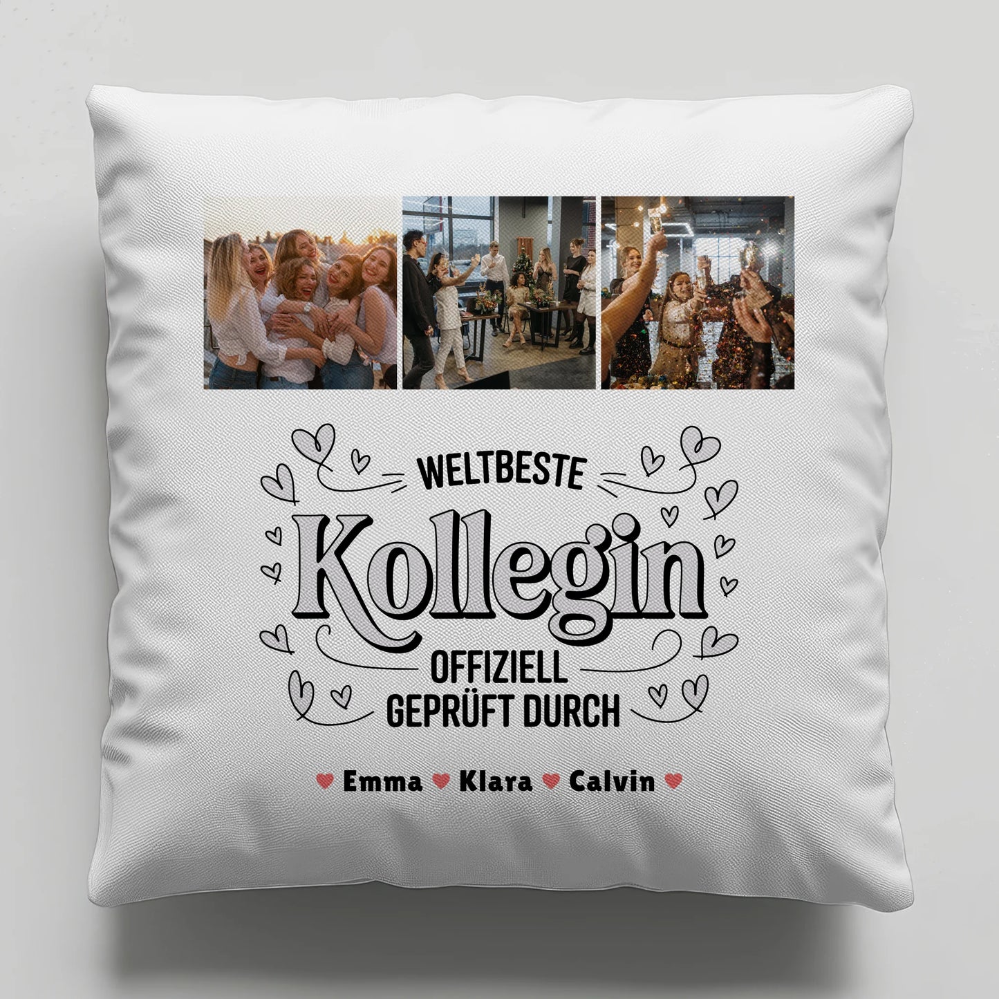 Kissen Mit Namen Geschenk Fotocollage Kollegin Weltbeste Kollegin Offiziell Geprüft Durch