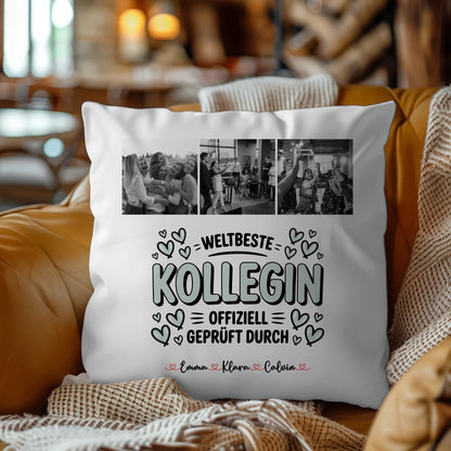Foto Kissen Mit Namen Fotocollage Kollegin Weltbeste Kollegin Offiziell Geprüft Durch