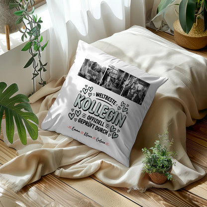 Foto Kissen Mit Namen Fotocollage Kollegin Weltbeste Kollegin Offiziell Geprüft Durch