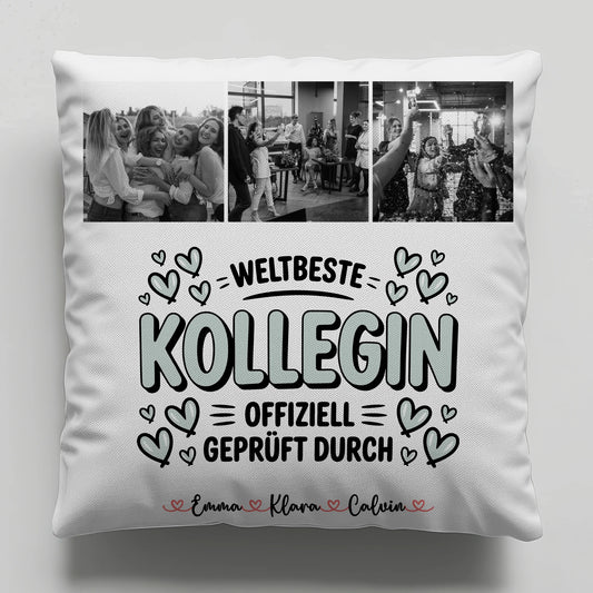 Foto Kissen Mit Namen Fotocollage Kollegin Weltbeste Kollegin Offiziell Geprüft Durch 1