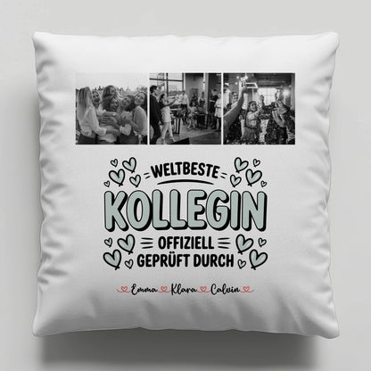 Foto Kissen Mit Namen Fotocollage Kollegin Weltbeste Kollegin Offiziell Geprüft Durch