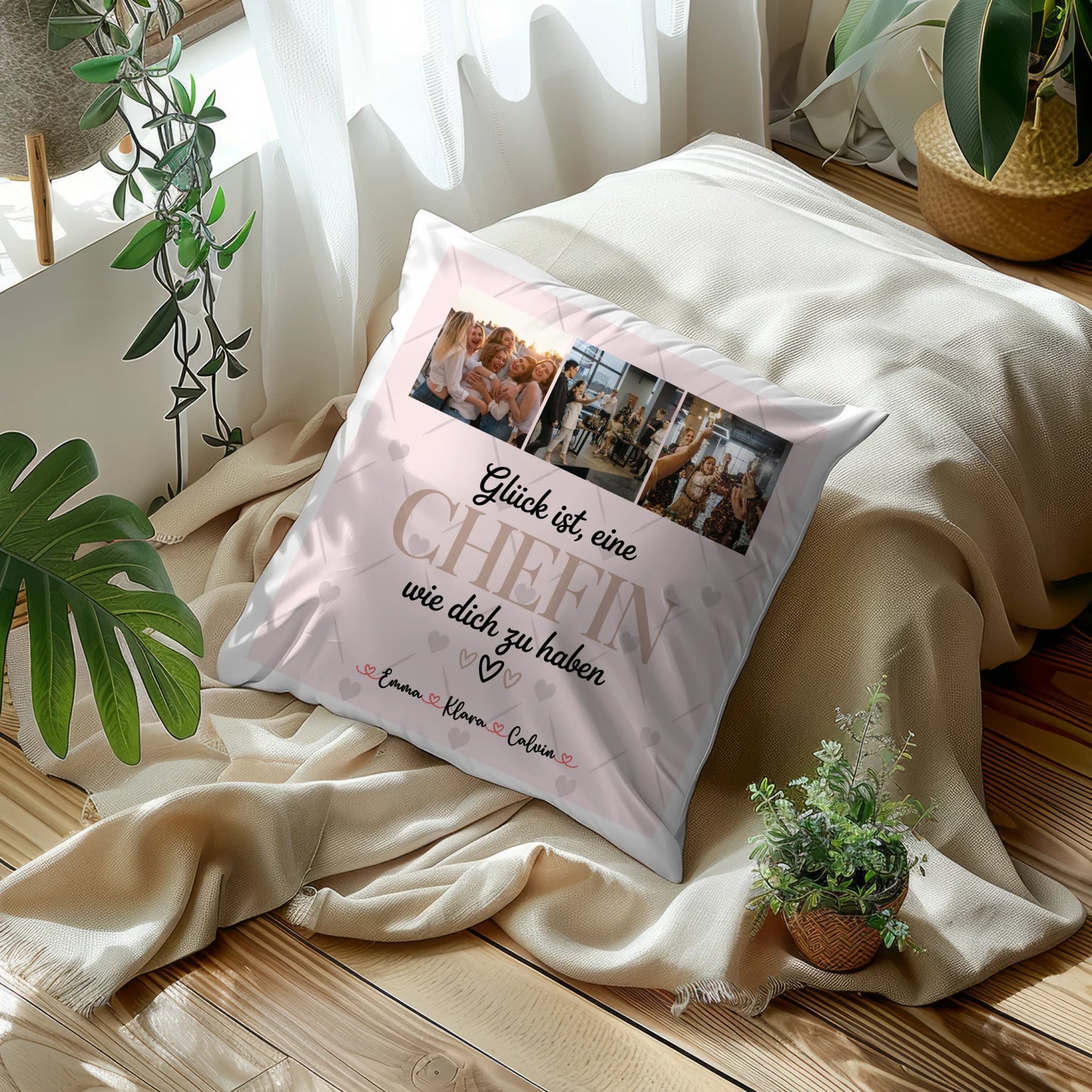 Foto Kissen Mit Namen Fotocollage für Chefin Glück Ist eine Chefin Wie Dich Zu Haben Geschenk