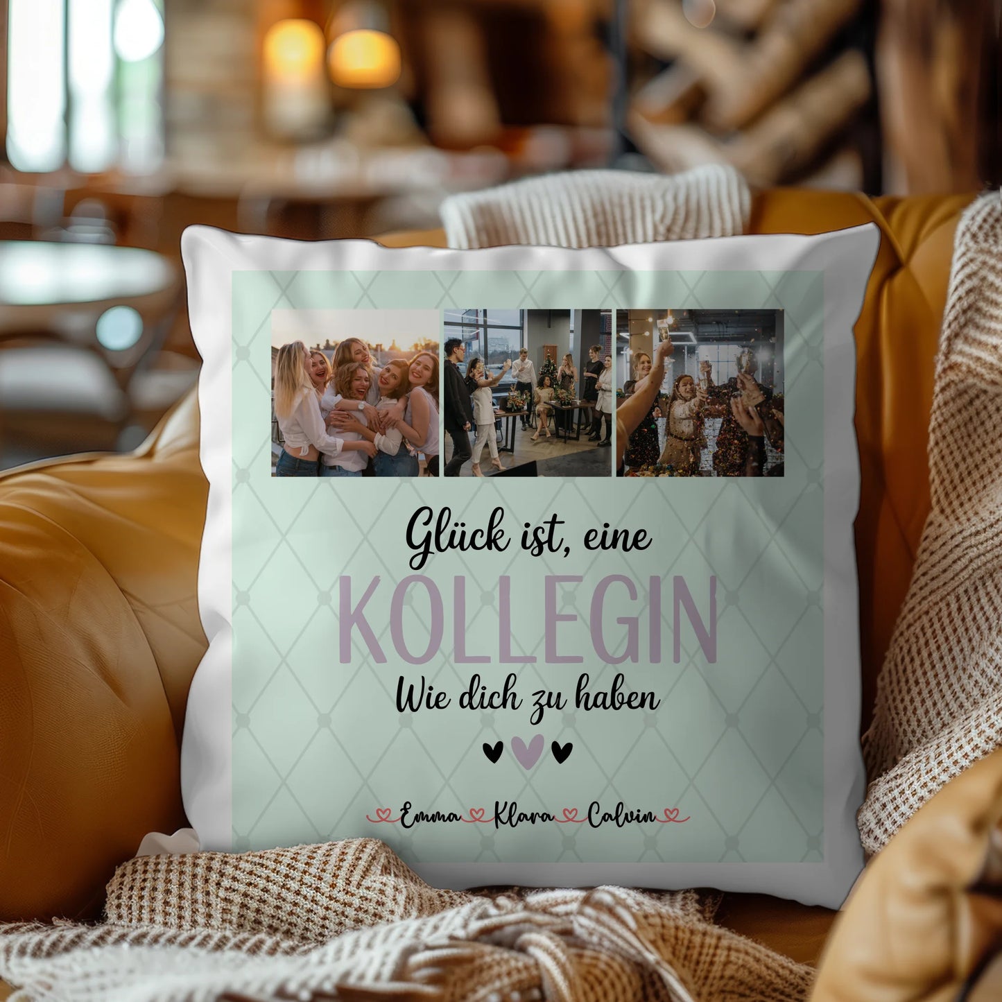 Kissen Mit Namen Fotocollage für Kollegin Glück Ist eine Kollegin Wie Dich Zu Haben Geschenk
