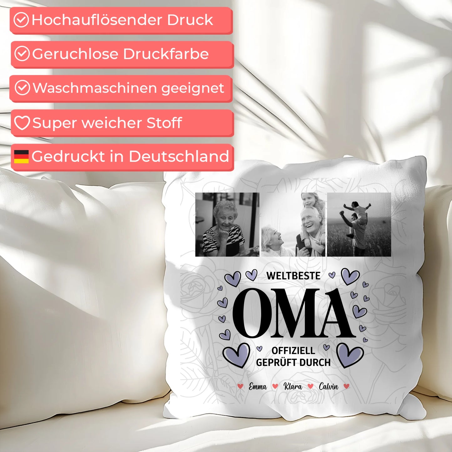 Fotokissen Für Oma Oma Fotocollage Weltbeste Oma Offiziell Geprüft Durch