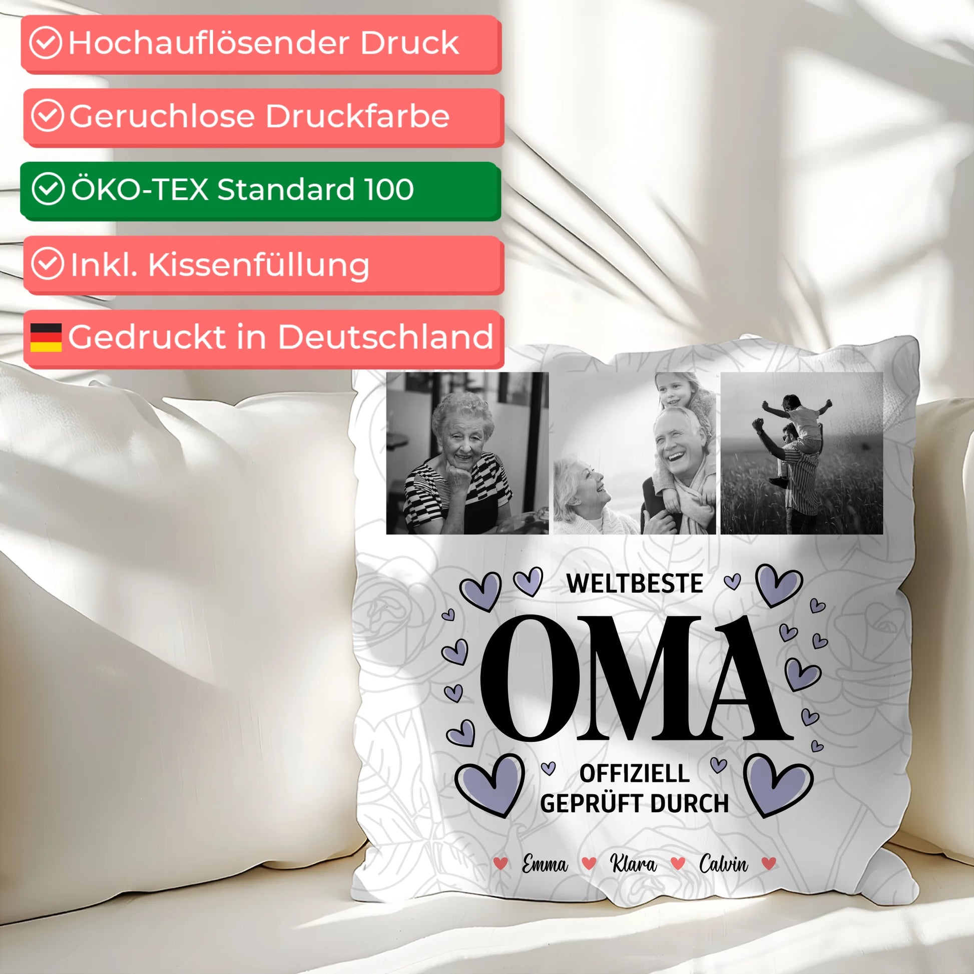 Fotokissen Für Oma Oma Fotocollage Weltbeste Oma Offiziell Geprüft Durch 2