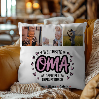 Fotokissen Für Oma Geschenk Fotocollage Oma Weltbeste Oma Offiziell Geprüft Durch Oma 4