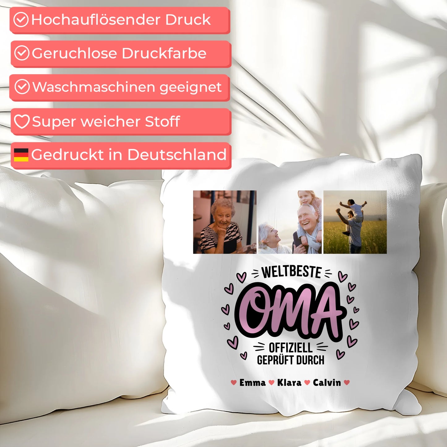 Fotokissen Für Oma Geschenk Fotocollage Oma Weltbeste Oma Offiziell Geprüft Durch Oma