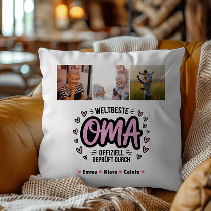 Fotokissen Für Oma Geschenk Fotocollage Oma Weltbeste Oma Offiziell Geprüft Durch Oma