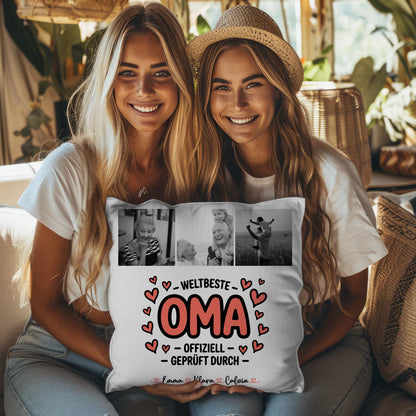 Fotokissen Für Oma mit Fotocollage Oma Weltbeste Oma Offiziell Geprüft Durch 3