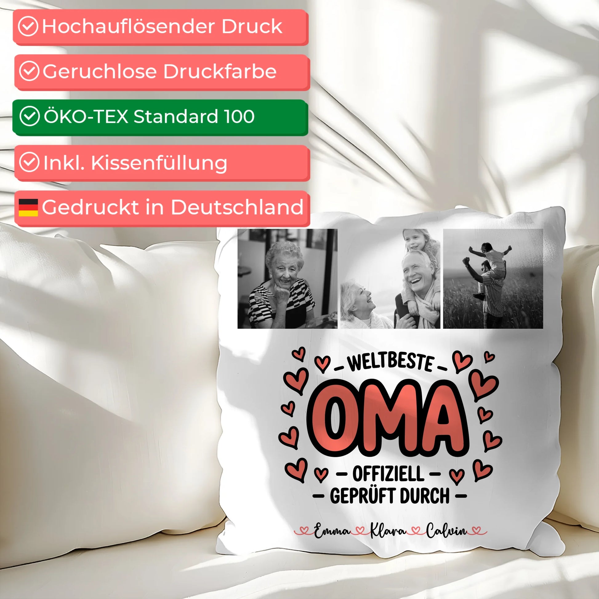 Fotokissen Für Oma mit Fotocollage Oma Weltbeste Oma Offiziell Geprüft Durch 2