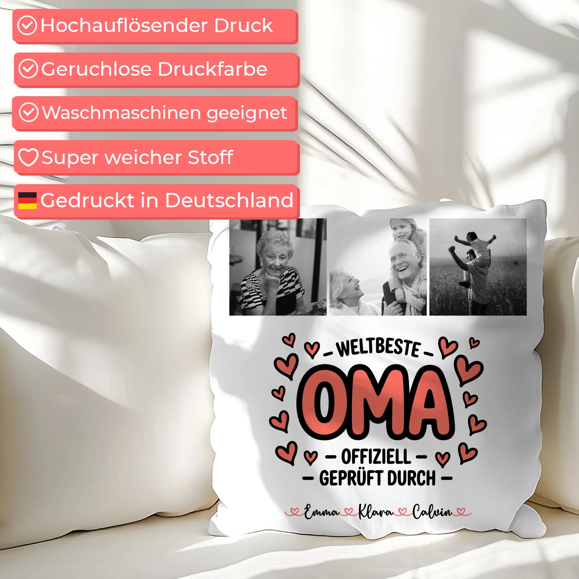 Fotokissen Für Oma mit Fotocollage Oma Weltbeste Oma Offiziell Geprüft Durch 7