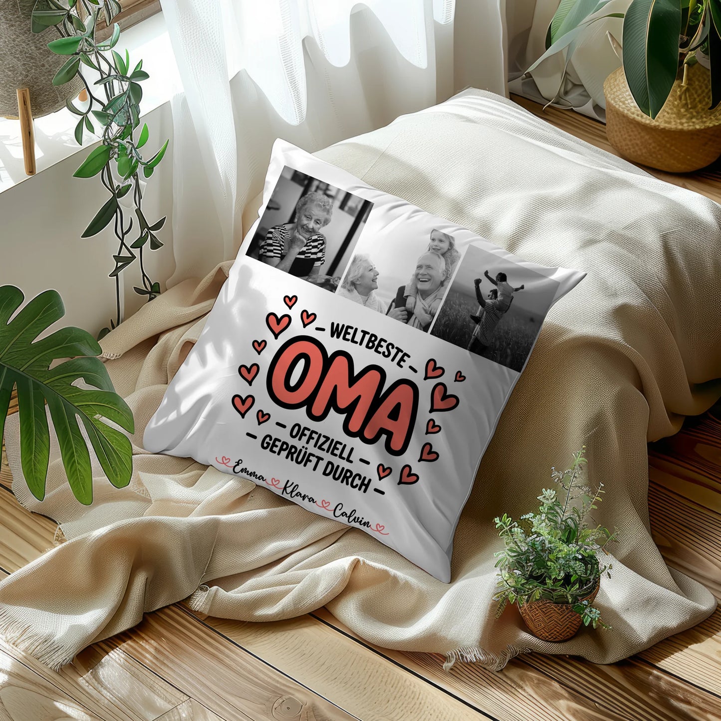Fotokissen Für Oma mit Fotocollage Oma Weltbeste Oma Offiziell Geprüft Durch 10