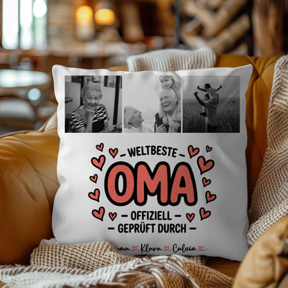 Fotokissen Für Oma mit Fotocollage Oma Weltbeste Oma Offiziell Geprüft Durch 9