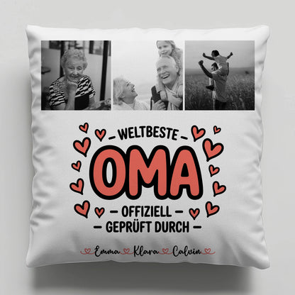 Fotokissen Für Oma mit Fotocollage Oma Weltbeste Oma Offiziell Geprüft Durch 6