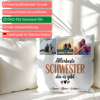 Beste Schwester Kissen Fotocollage für Schwester Allerbeste Schwester Die Es Gibt 2