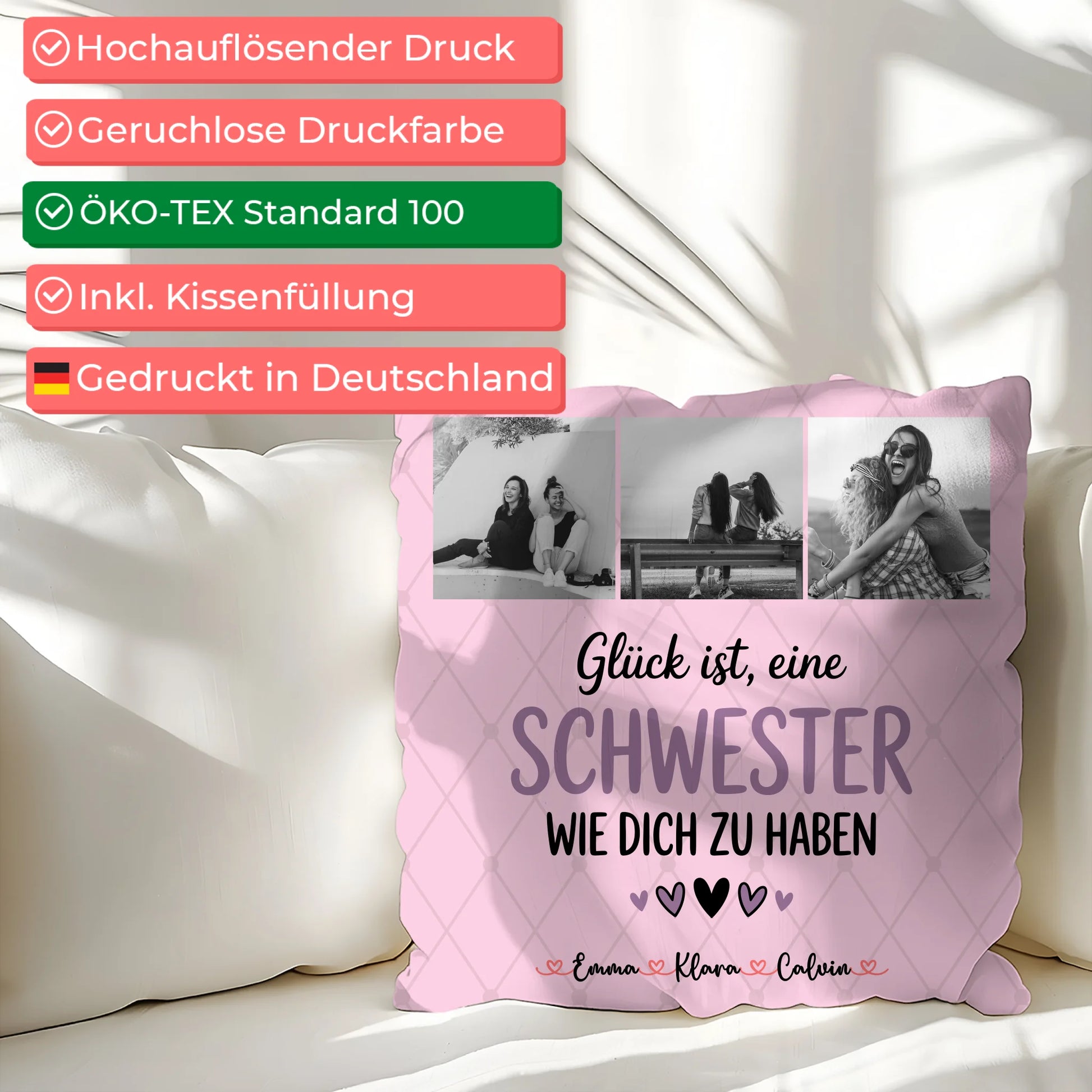 Beste Schwester Kissen Schwester Fotocollage Glück Ist eine Schwester Wie Dich Zu Haben 2