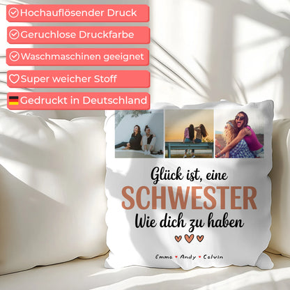 Kissen Mit Spruch Schwester Geschenk Fotocollage Schwester Glück Ist eine Schwester Wie Dich Zu Haben 7