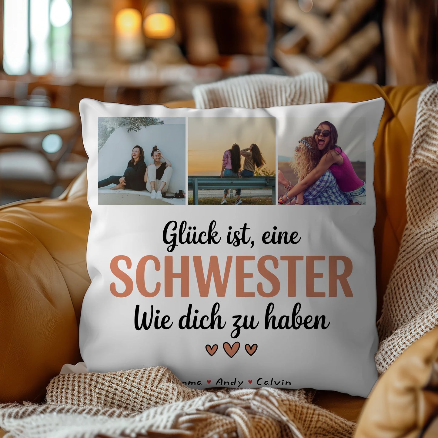 Kissen Mit Spruch Schwester Geschenk Fotocollage Schwester Glück Ist eine Schwester Wie Dich Zu Haben 4