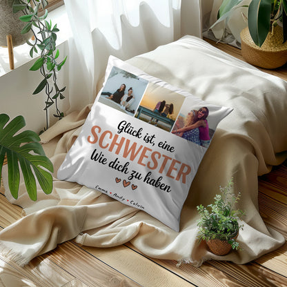 Kissen Mit Spruch Schwester Geschenk Fotocollage Schwester Glück Ist eine Schwester Wie Dich Zu Haben 10