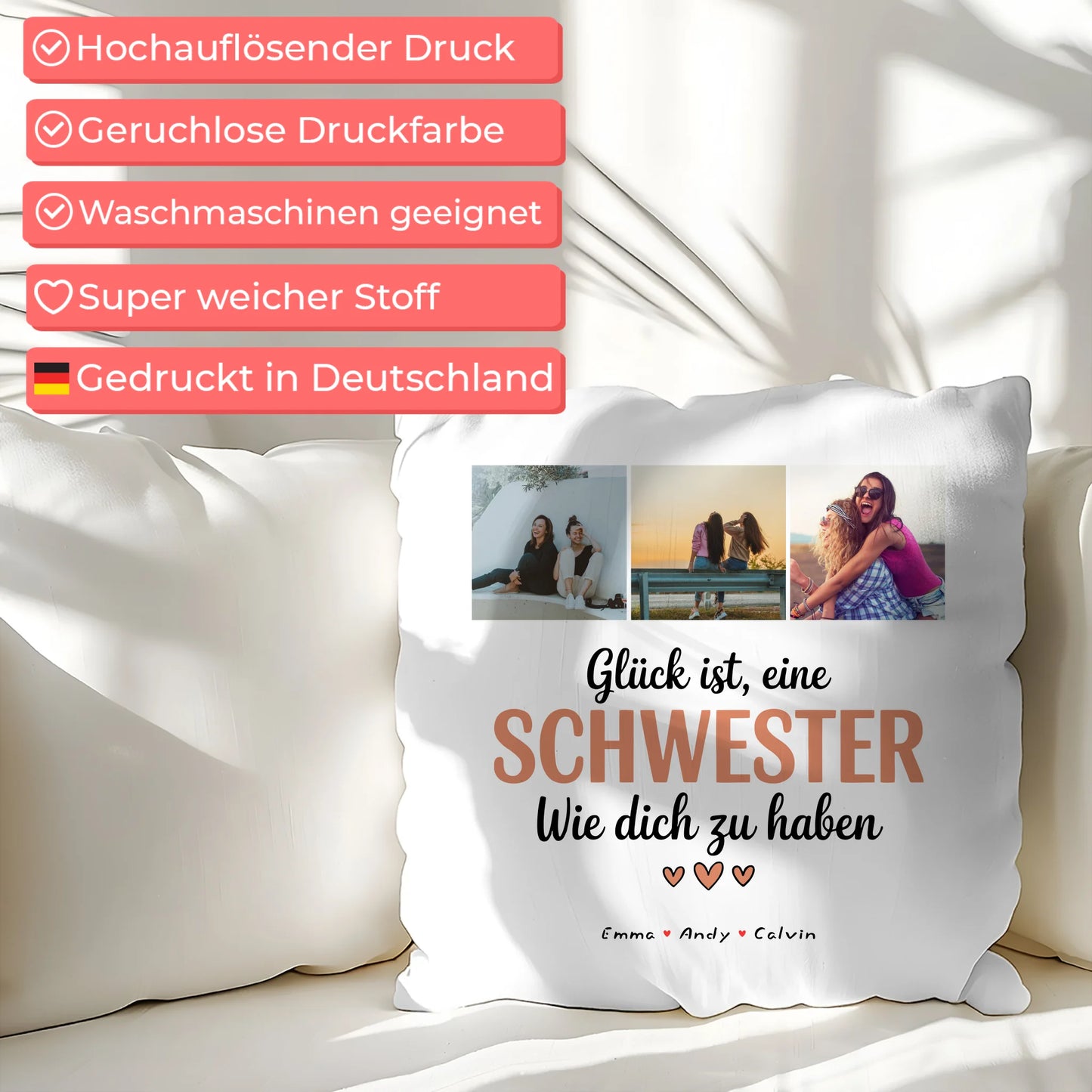 Kissen Mit Spruch Schwester Geschenk Fotocollage Schwester Glück Ist eine Schwester Wie Dich Zu Haben