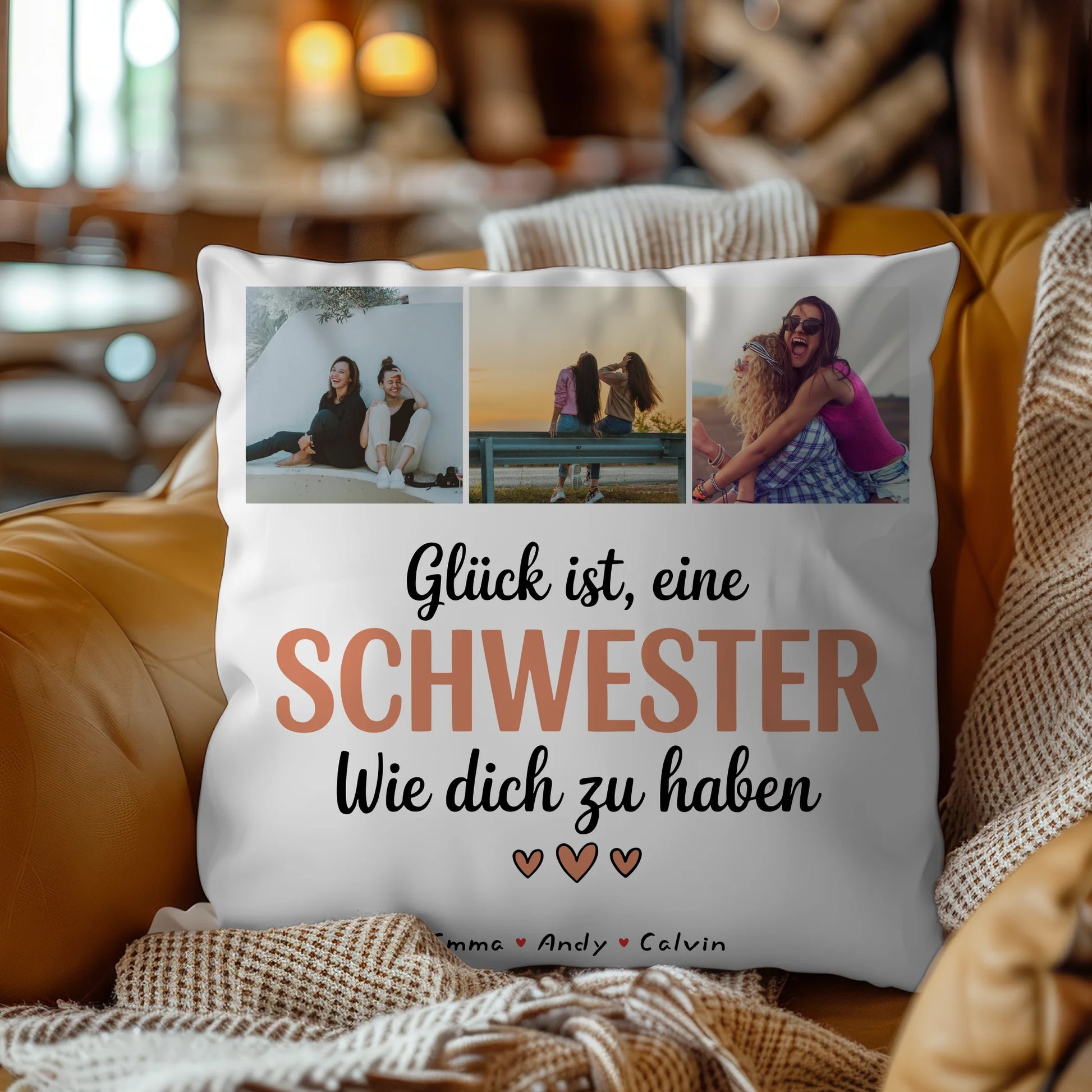 Kissen Mit Spruch Schwester Geschenk Fotocollage Schwester Glück Ist eine Schwester Wie Dich Zu Haben 9
