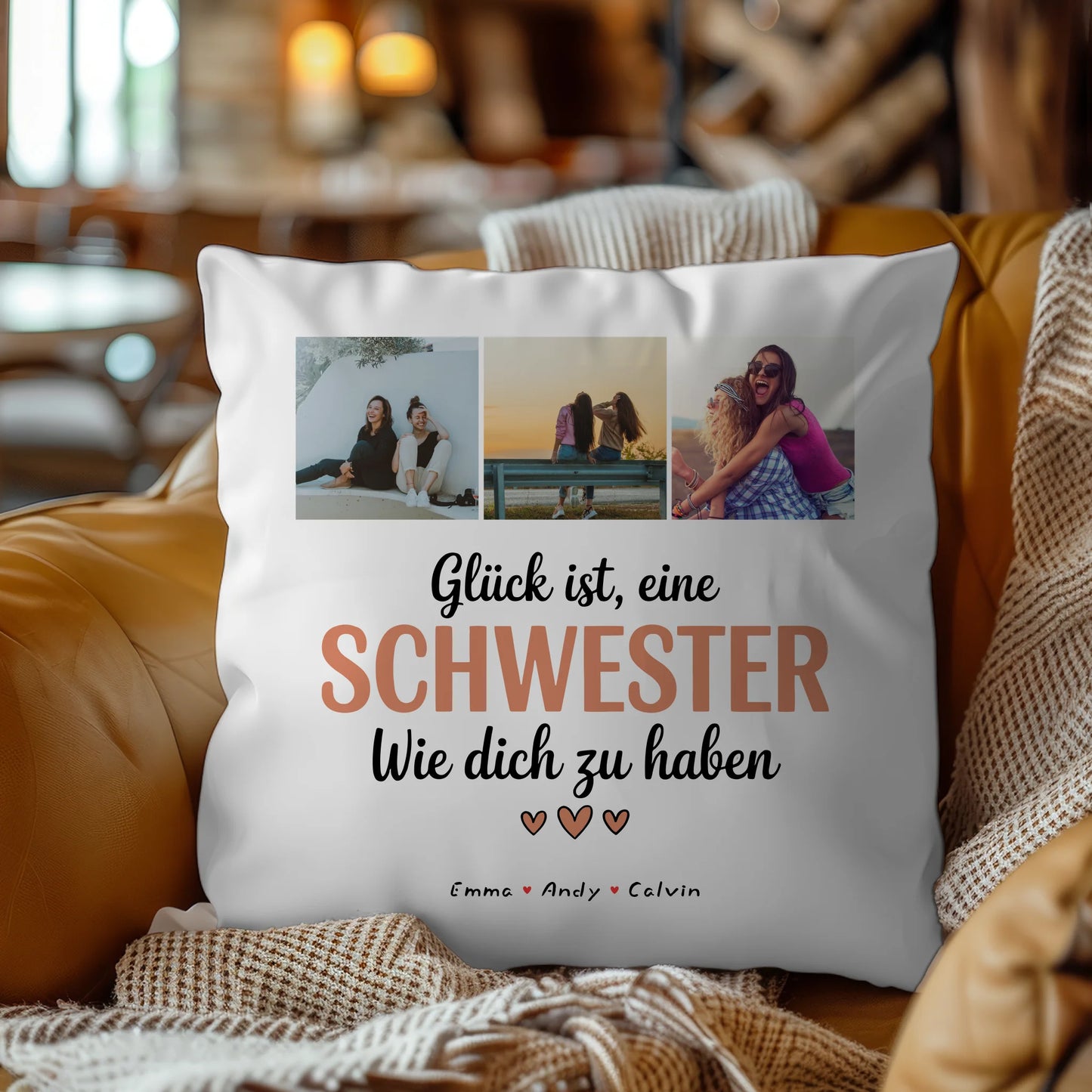 Kissen Mit Spruch Schwester Geschenk Fotocollage Schwester Glück Ist eine Schwester Wie Dich Zu Haben