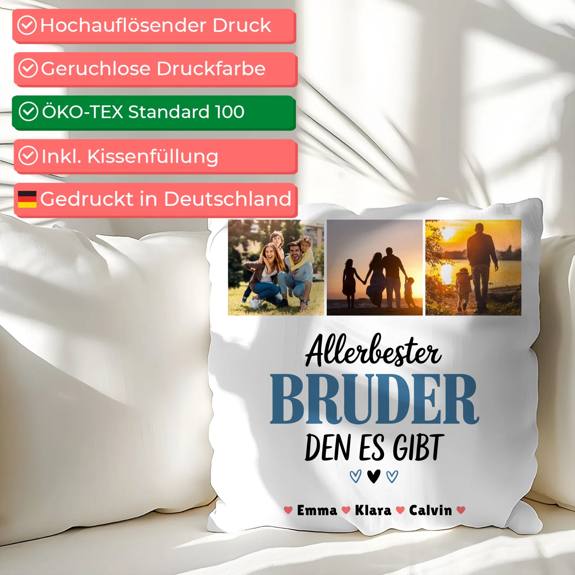 Personalisiertes Kissen Bester Bruder Geschenk Fotocollage Bruder Allerbester Bruder Den Es Gibt 2