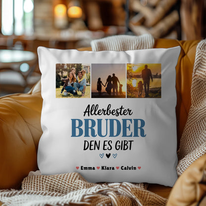 Personalisiertes Kissen Bester Bruder Geschenk Fotocollage Bruder Allerbester Bruder Den Es Gibt
