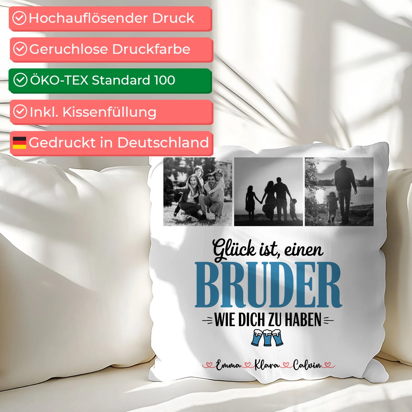 Kissen Bester Bruder Bruder Fotocollage Glück Ist einen Bruder Wie Dich Zu Haben personalisiert 2