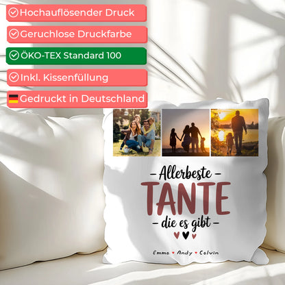 Tante Kissen Geschenk Fotocollage Tante Allerbeste Tante Die Es Gibt personalisiert 2