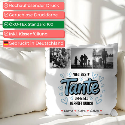 Kissen Beste Tante Fotocollage Tante Weltbeste Tante Offiziell Geprüft Durch 2