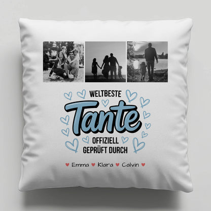 Kissen Beste Tante Fotocollage Tante Weltbeste Tante Offiziell Geprüft Durch