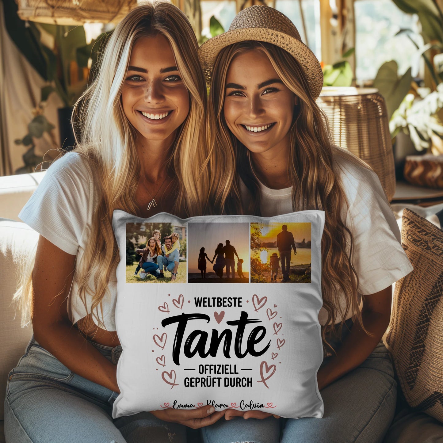 Personalisierte Tante Kissen mit Fotocollage für Tante Weltbeste Tante Offiziell Geprüft Durch 3