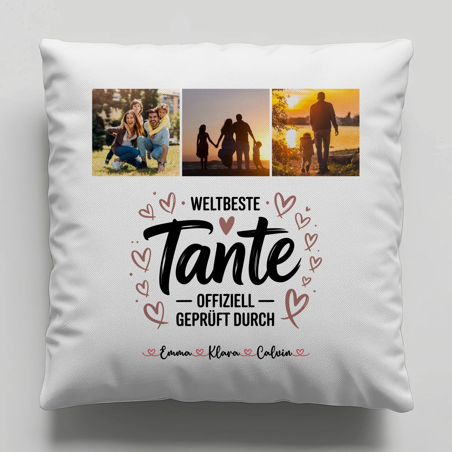 Personalisierte Tante Kissen mit Fotocollage für Tante Weltbeste Tante Offiziell Geprüft Durch