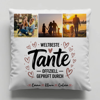Personalisierte Tante Kissen mit Fotocollage für Tante Weltbeste Tante Offiziell Geprüft Durch 6