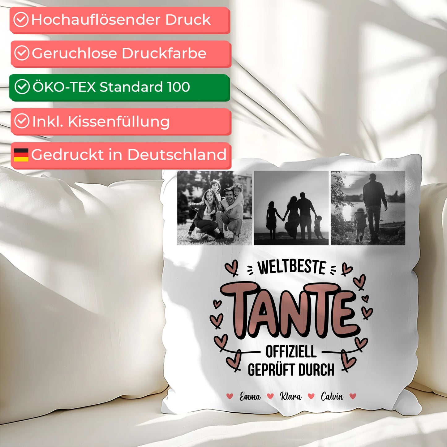 Beste Tante Der Welt Kissen Tante Fotocollage Weltbeste Tante Offiziell Geprüft Durch Geschenk 2