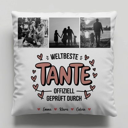 Beste Tante Der Welt Kissen Tante Fotocollage Weltbeste Tante Offiziell Geprüft Durch Geschenk 6