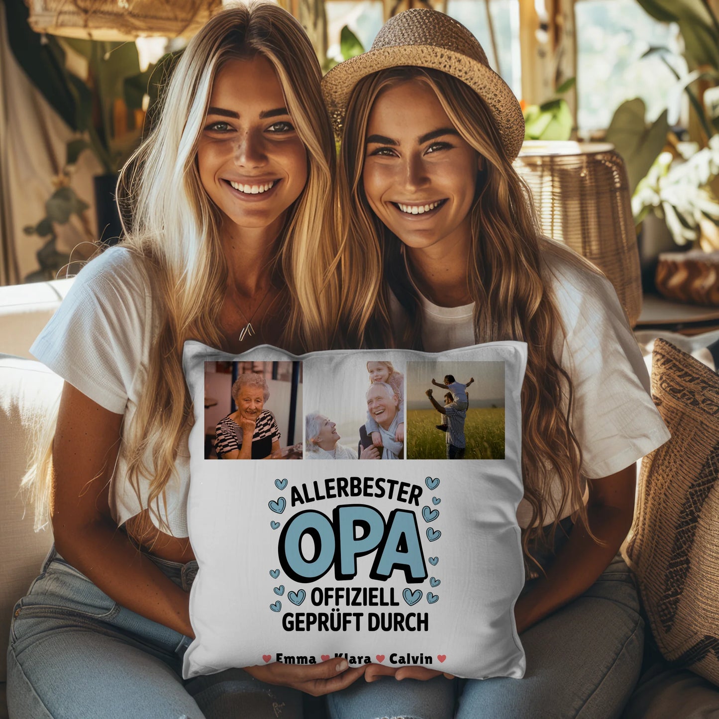 Bester Opa Kissen Geschenk Fotocollage Opa Allerbester Opa Offiziell Geprüft Durch 3