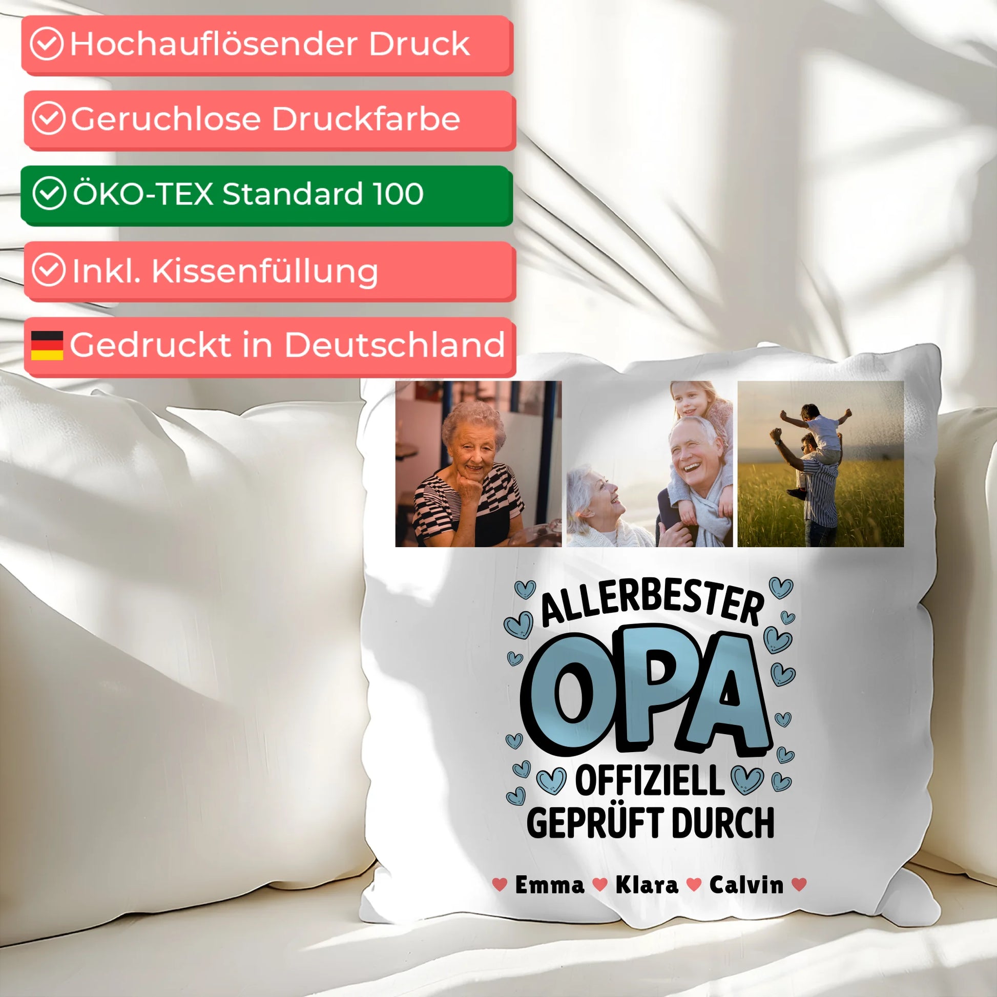 Bester Opa Kissen Geschenk Fotocollage Opa Allerbester Opa Offiziell Geprüft Durch 2