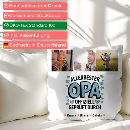 Bester Opa Kissen Geschenk Fotocollage Opa Allerbester Opa Offiziell Geprüft Durch 2