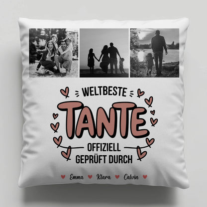 Beste Tante Der Welt Kissen Tante Fotocollage Weltbeste Tante Offiziell Geprüft Durch Geschenk 1
