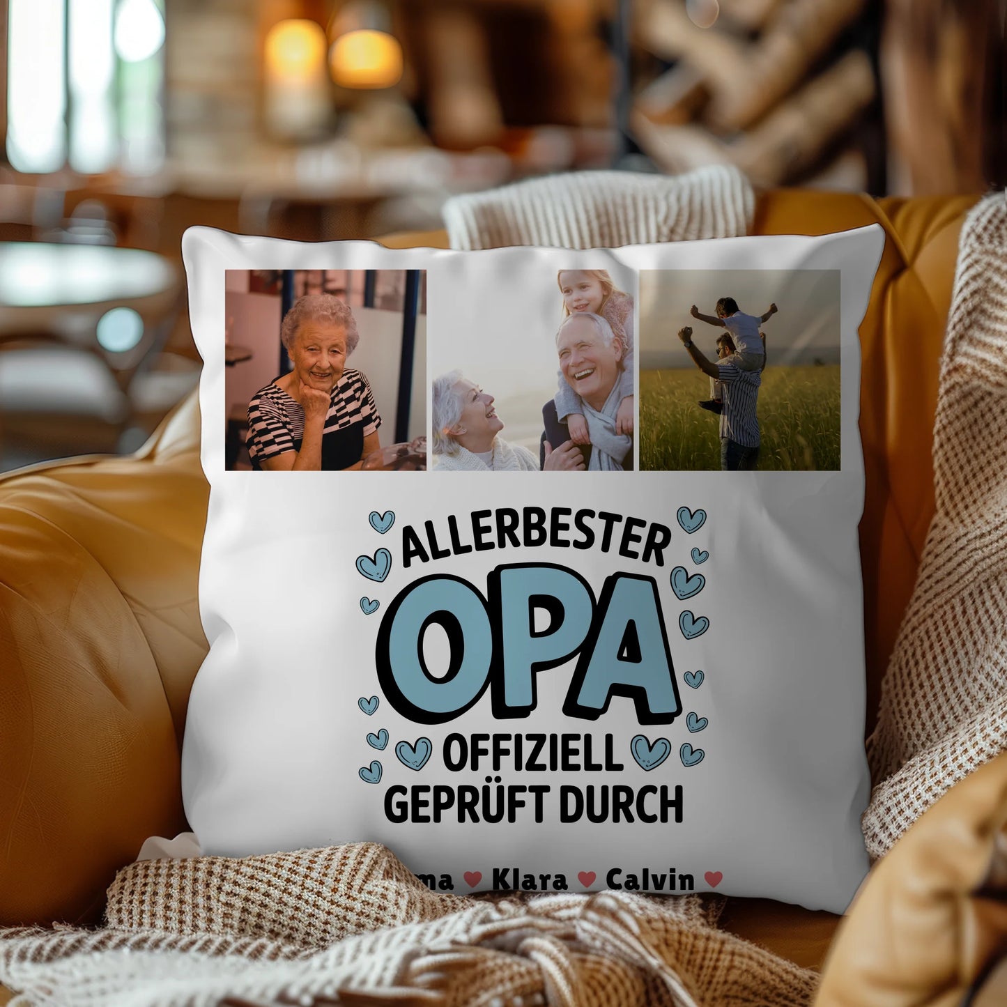 Bester Opa Kissen Geschenk Fotocollage Opa Allerbester Opa Offiziell Geprüft Durch 4